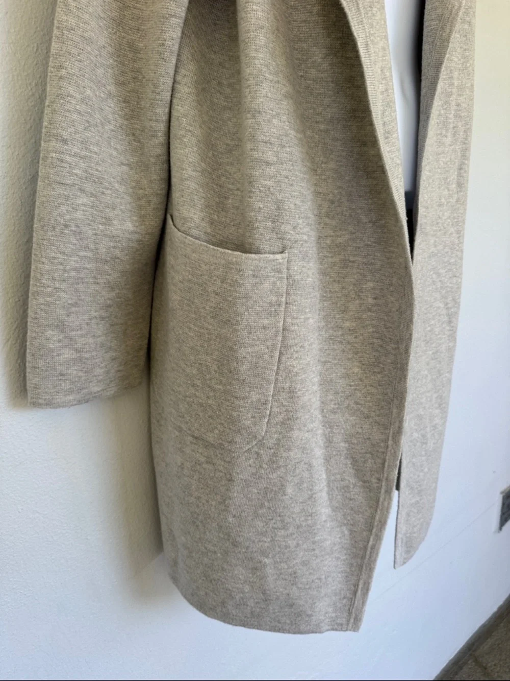 J. Crew light gray wool blend longline draped waterfall cardigan size small